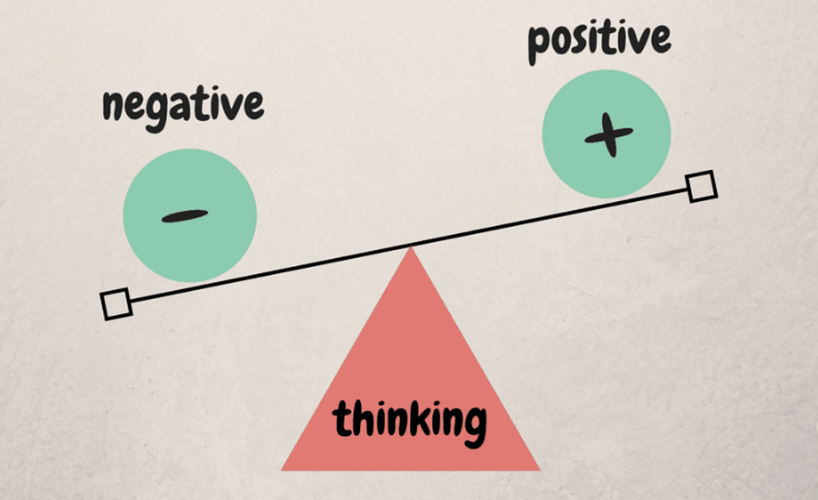 see saw of negative and positive thinking