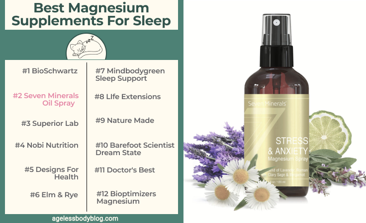 Seven minerals magnesium spray bottle for stress, anxiety, and sleep